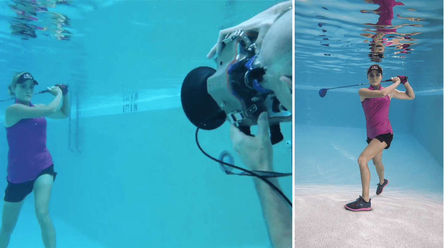 underwater photography of professional golfer