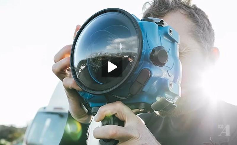 Photographer Russell Ord using an AquaTech sports housing