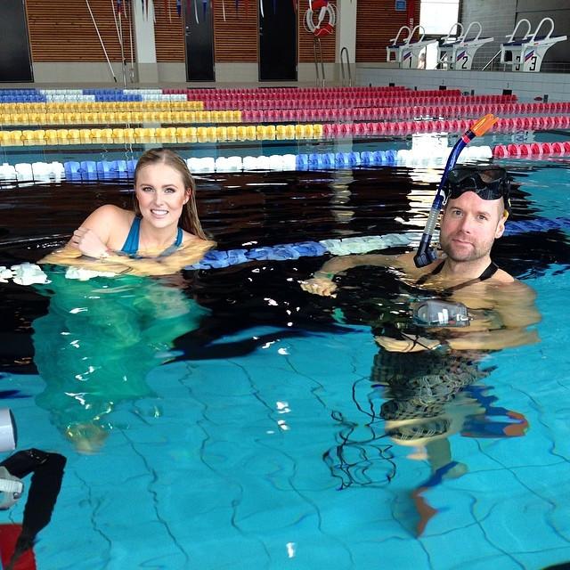 Jesper Anhede in a pool with AquaTech gear
