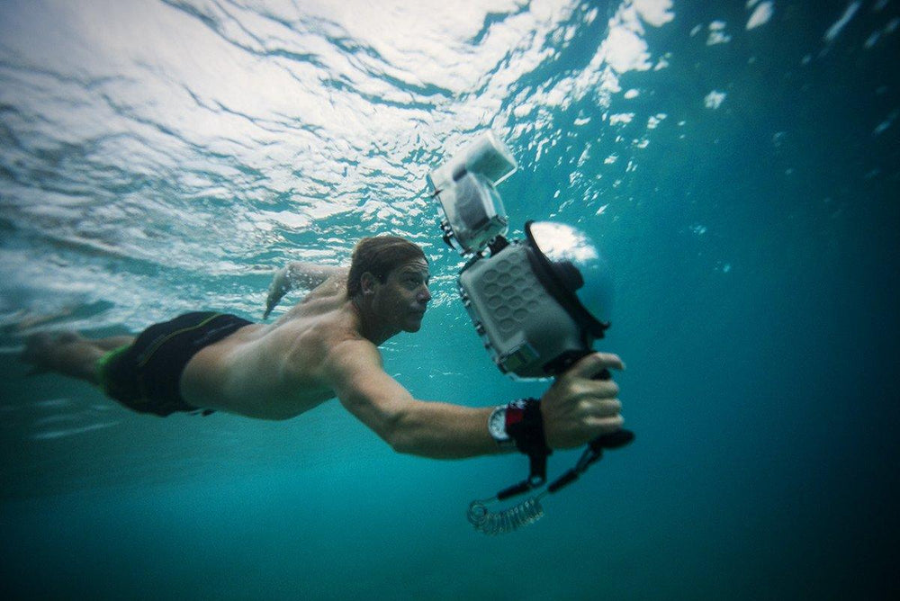 AquaTech water proof flash housing being used underwater