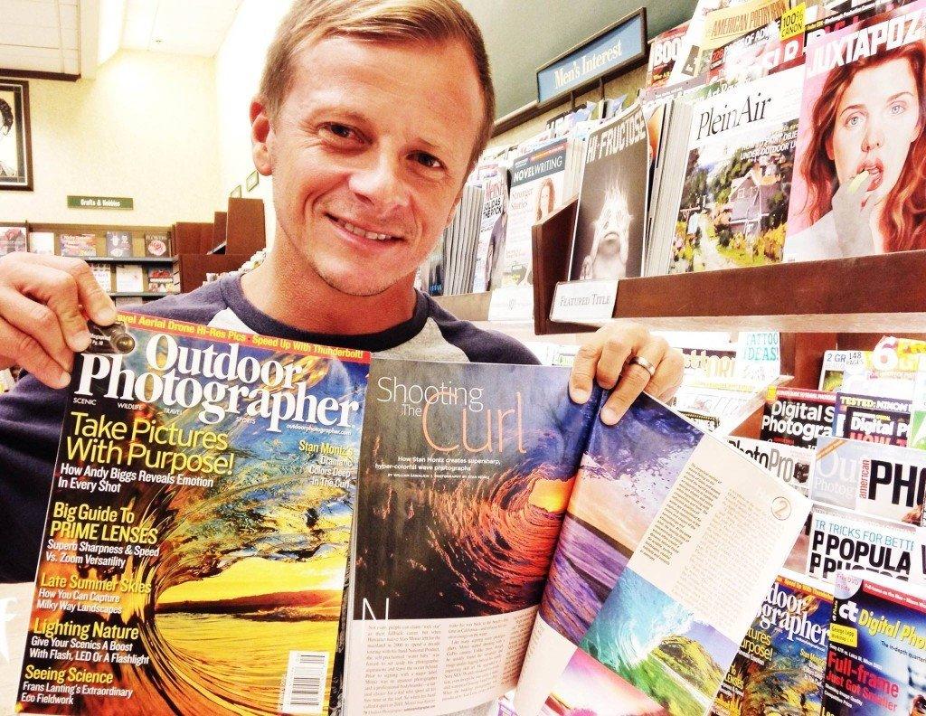 AquaTech ambassador Stan Moniz posing with his article in Outdoor Photography Magazine